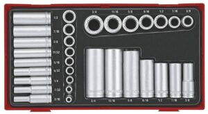 32osaline padrunikomplekt. 1/4'' ja 3/8'' nelikantkinnitusega Teng Tools TTAF3212