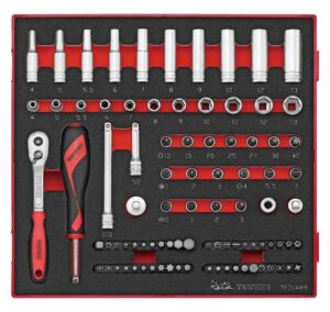 89osaline padrunvõtmekomplekt 1/4'' nelikantkinnitusega. Teng Tools TED1489