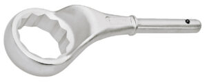 2 A pull ring spanner, cranked