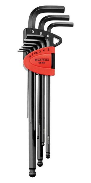 Eriti pikkadr sfäärilise otsaga kuuskantvõtmete komplekt Teng Tools 1499MML