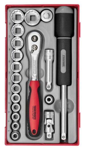 19-osalline padrunvõtmekomplekt. 3/8″ nelikantkinnitusega Teng Tools TT381912