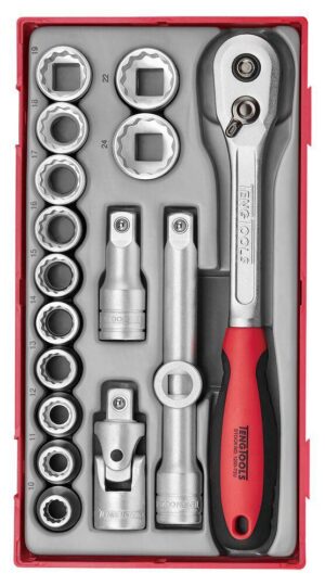 18osalline padrunvõtmekomplekt. 1/2'' nelikantkinnitusega Teng Tools TT1218 / TT1218-6