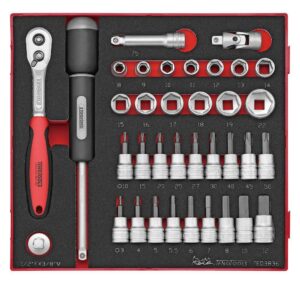 36osaline padrunvõtmekomplekt 3/8'' nelikantkinnitusega. Teng Tools TED3836