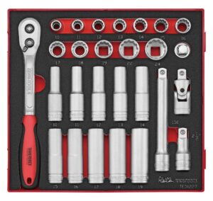 27osaline padrunvõtmekomplekt 1/2'' nelikantkinnitusega. Teng Tools TED1227