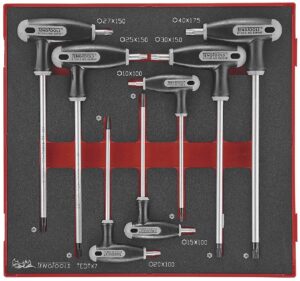 7osaline TX/TPX-võtmete komplekt T-käepidemega. Teng Tools TEDTX7
