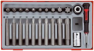 23osaline TX-padrunikomplekt. 1/2'' nelikantkinnitusega Teng Tools TTTX23