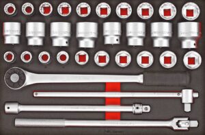 32 osaline padrunvõtmekomplekt 3/4'' nelikantkinnitusega Teng Tools TTESK63