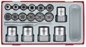 18 osaline Vigastatud poldi väljakeerajate komplekt Teng Tools TTBE18