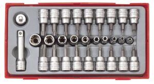 30-osaline TX-padrunikomplekt 1/4'' ja 3/8'' nelikantkinnitusega Teng Tools TTTX30