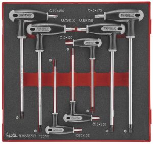 7osaline TX/TPX-võtmete komplekt T-käepidemega. Teng Tools TEDTX7