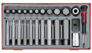 23osaline kuuskantvõtmekomplekt. 1/2" nelikantkinnitusega Teng Tools TTHEX23
