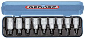 Torx-padrunid komplektis. 1/2" nelikantkinnitusega. Gedore ITX19PM